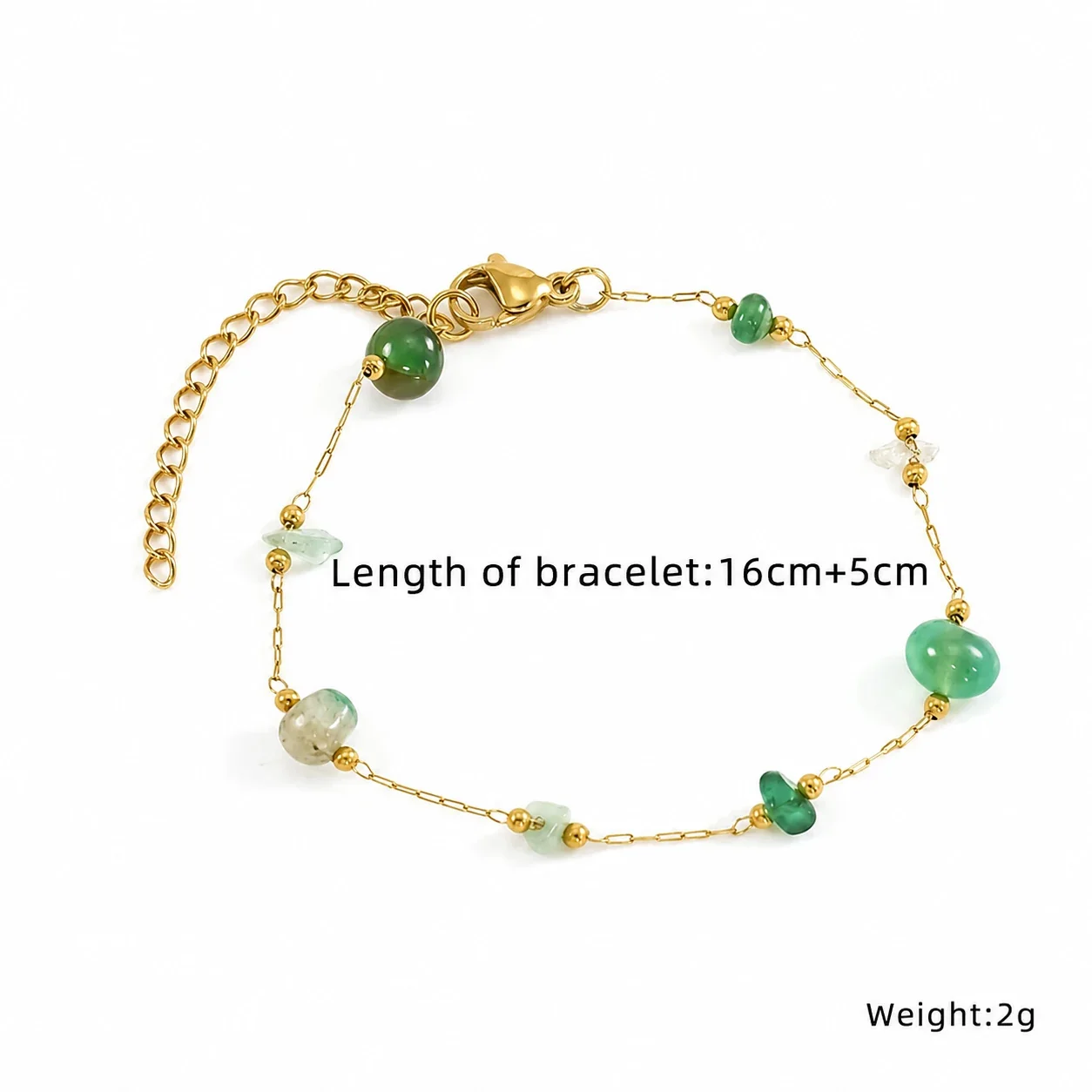 Artful Gold-Plated Paperclip Chain Bead Bracelet - Style H576