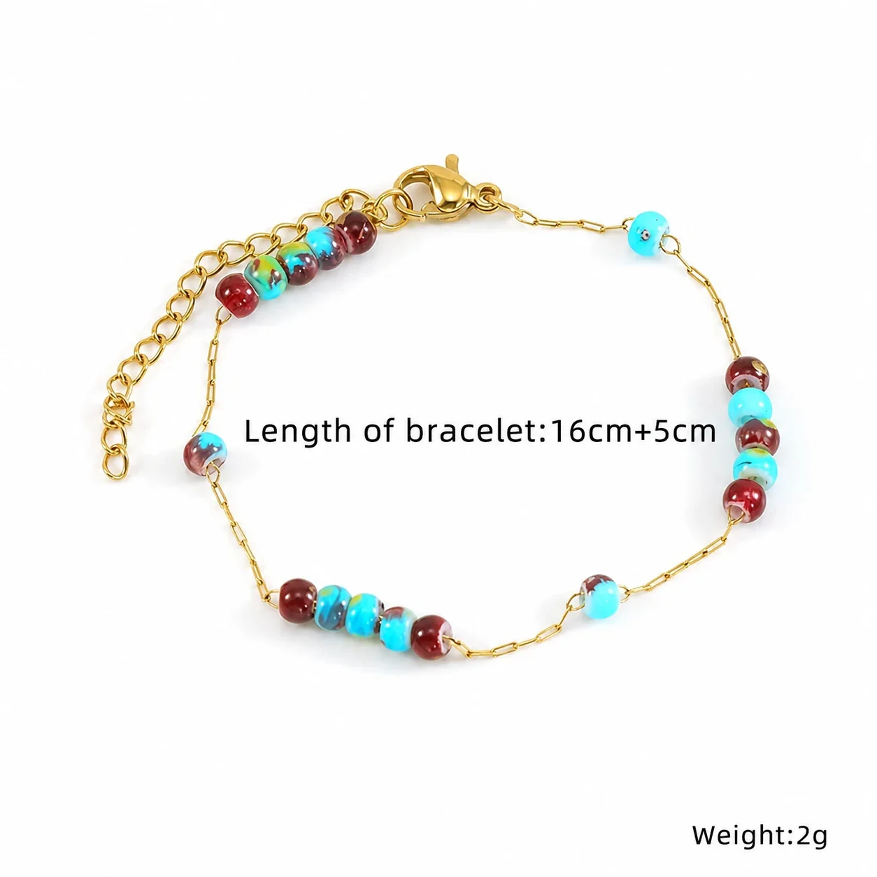 Artful Gold-Plated Paperclip Chain Bead Bracelet - Style H587