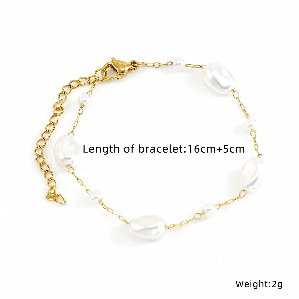 Artful Gold-Plated Paperclip Chain Bead Bracelet - Style H588