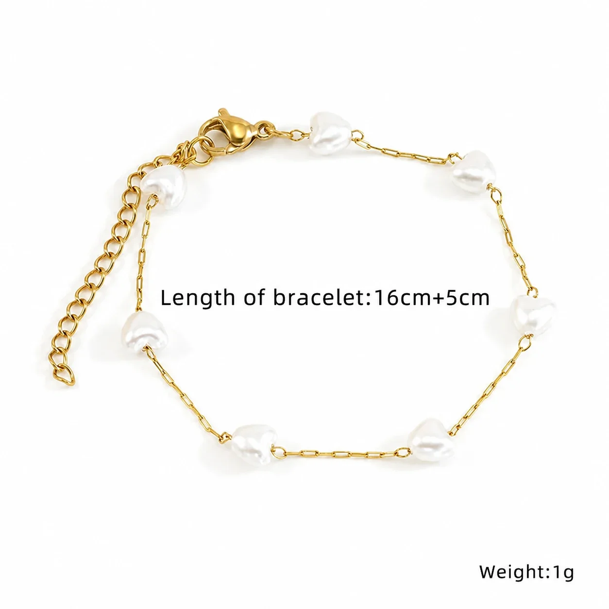 Artful Gold-Plated Paperclip Chain Bead Bracelet - Style H589