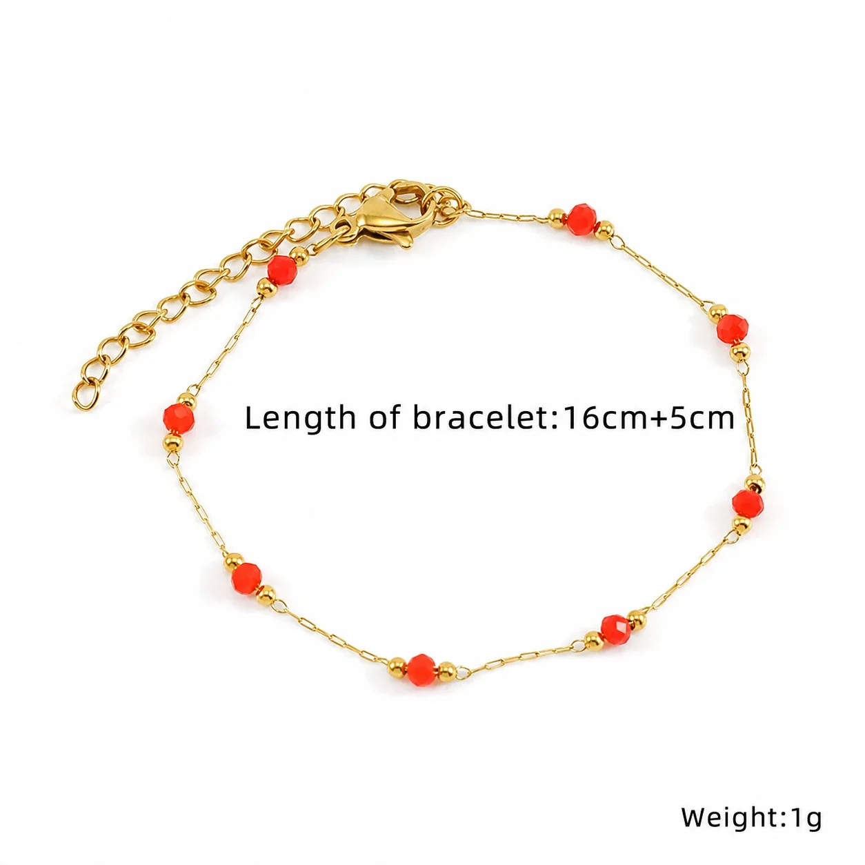 Artful Gold-Plated Paperclip Chain Bead Bracelet - Style H542