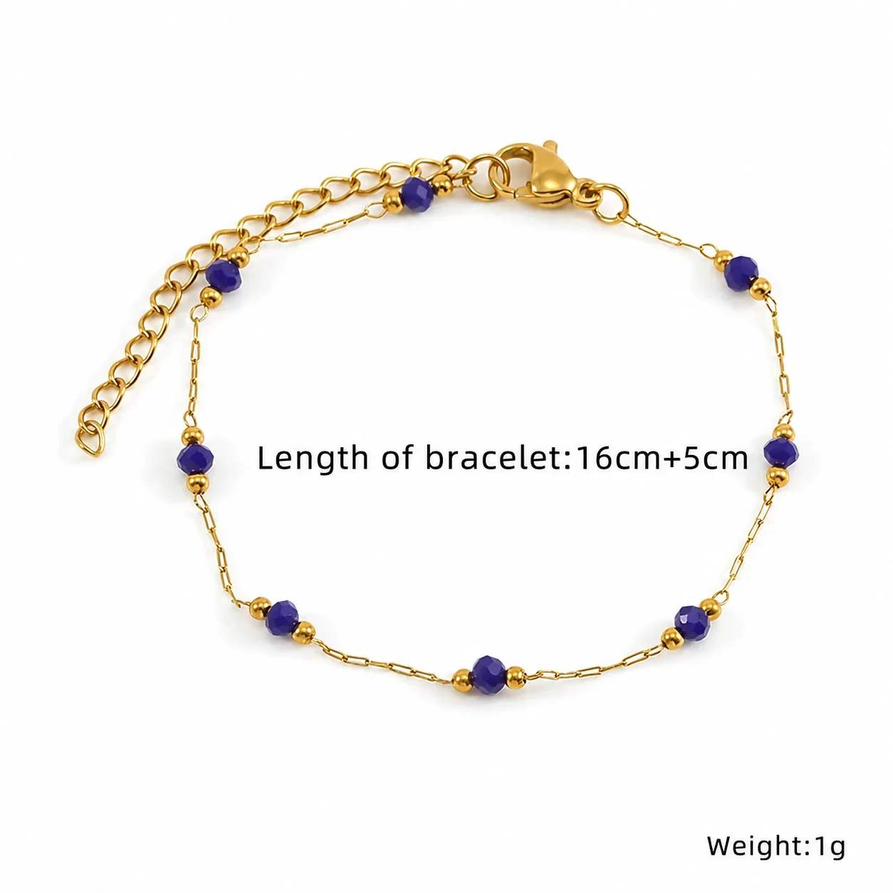 Artful Gold-Plated Paperclip Chain Bead Bracelet - Style H543