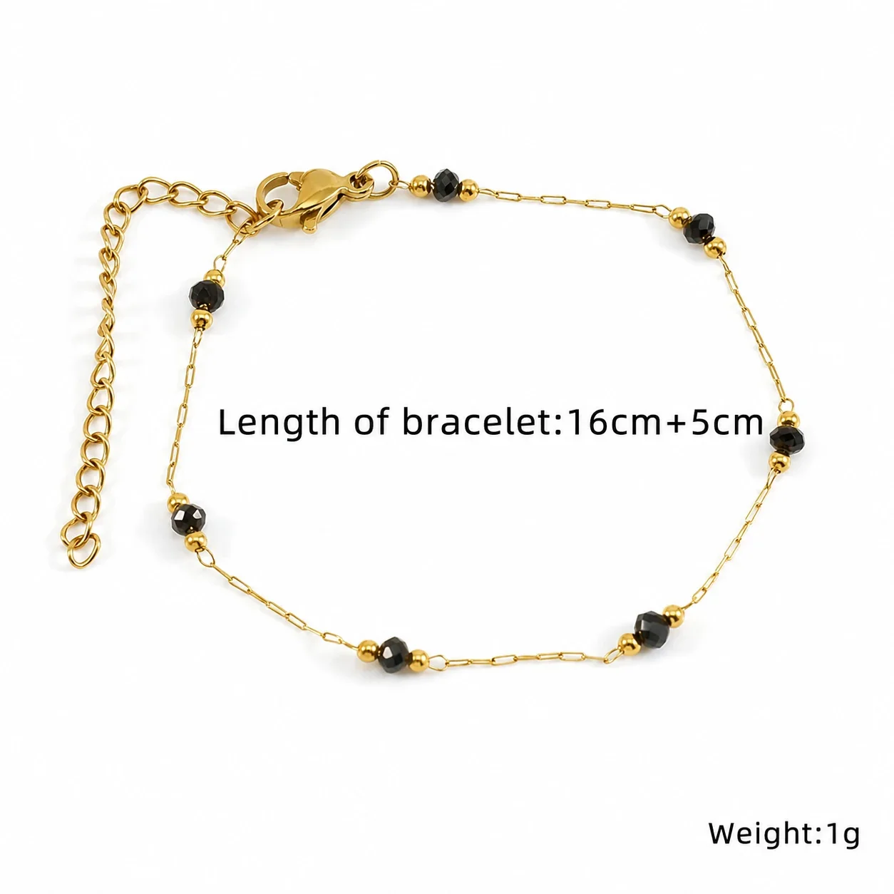 Artful Gold-Plated Paperclip Chain Bead Bracelet - Style H544