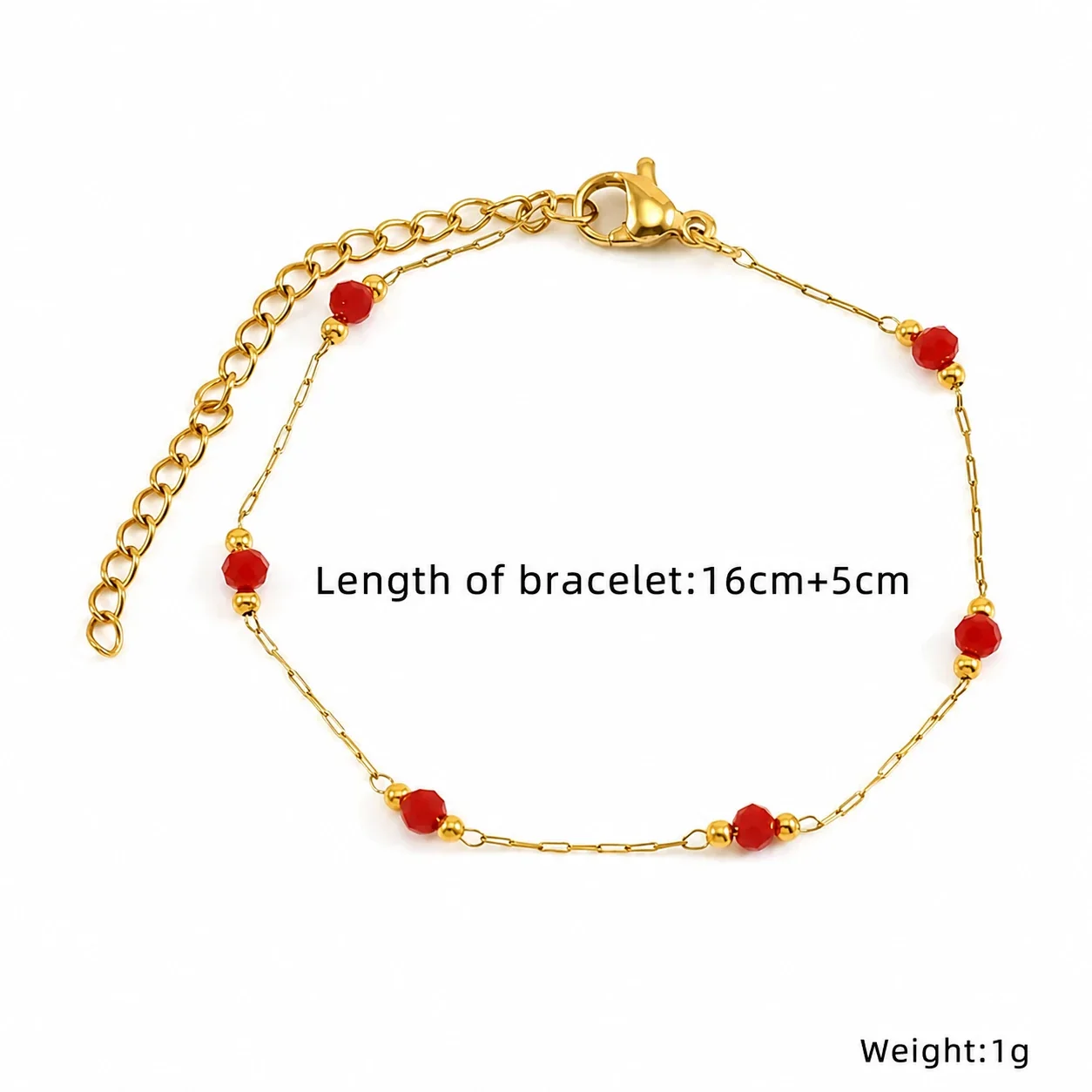 Artful Gold-Plated Paperclip Chain Bead Bracelet - Style H545
