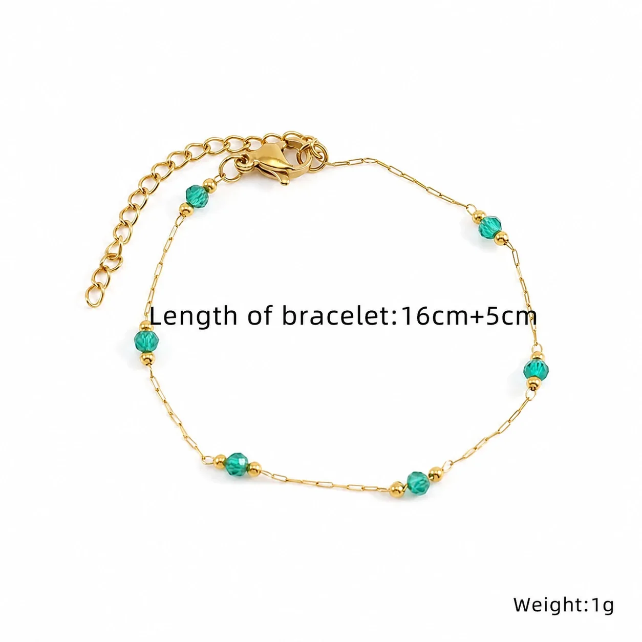 Artful Gold-Plated Paperclip Chain Bead Bracelet - Style H546