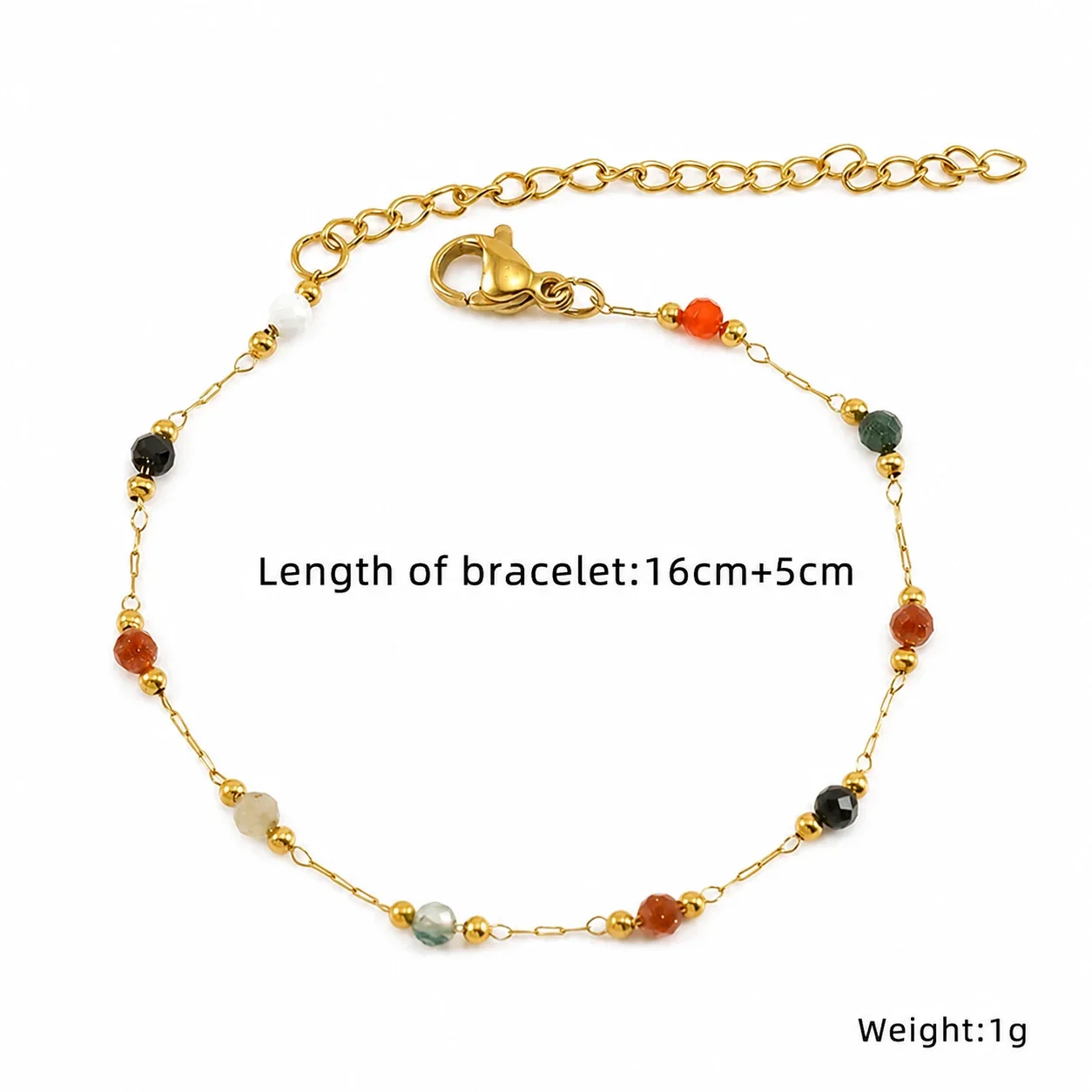 Artful Gold-Plated Paperclip Chain Bead Bracelet - Style H555