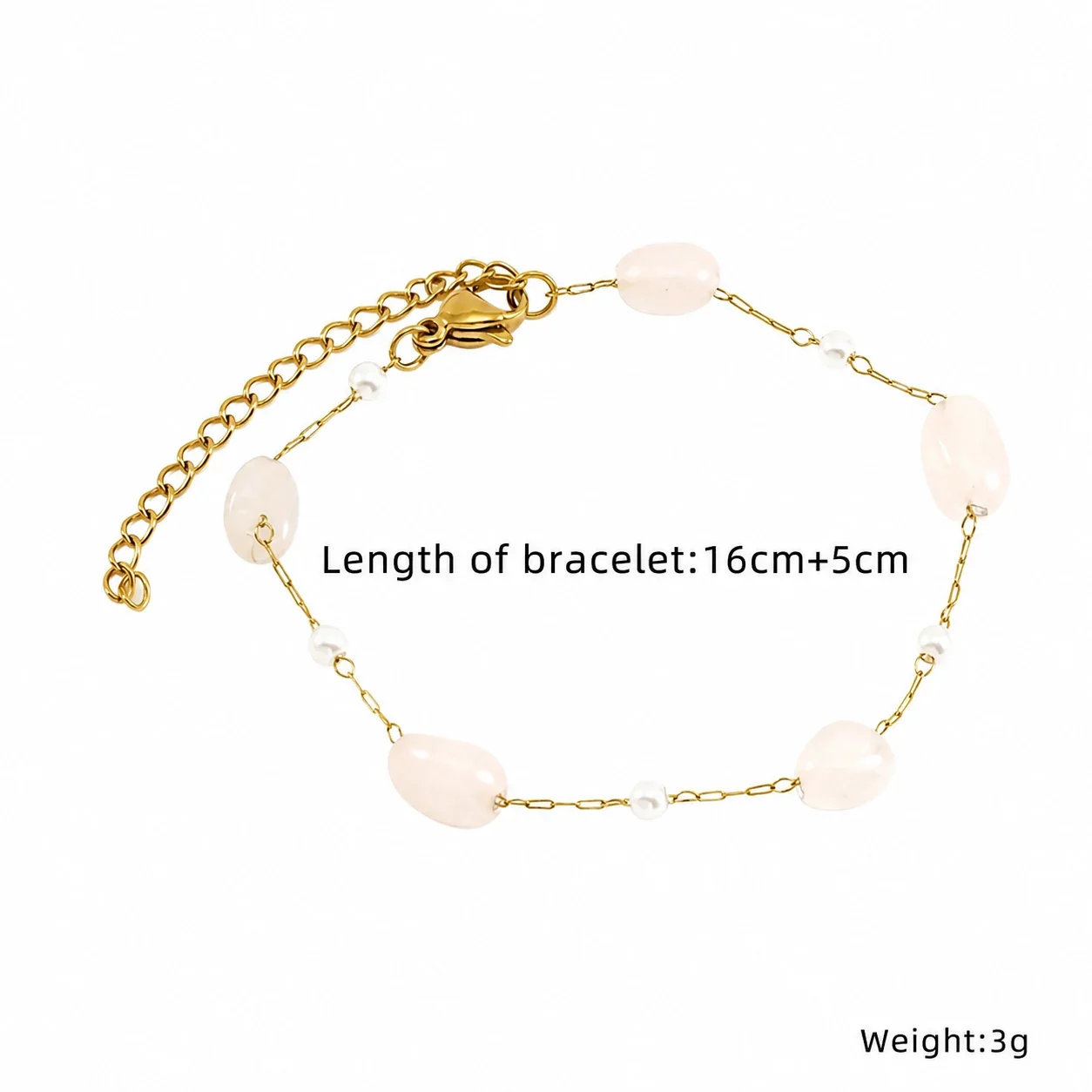 Artful Gold-Plated Paperclip Chain Bead Bracelet - Style H556