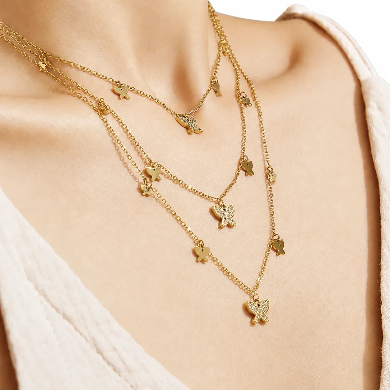 Delicate 18K Gold-Plated Y Drop Heart CZ Necklace