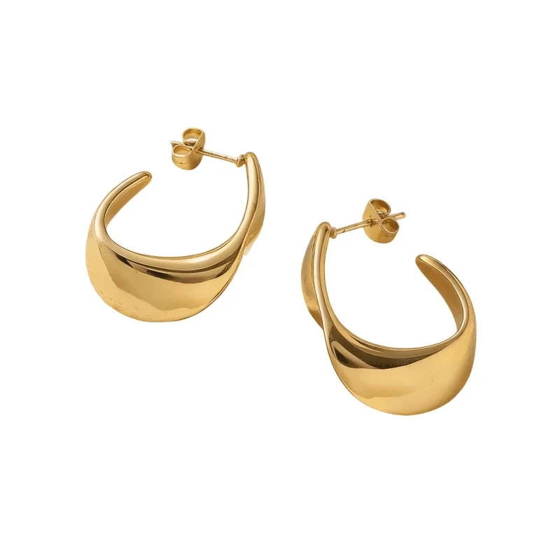 Mirror Polish Open Crescent 316 Stainless Steel Hoop Earrings