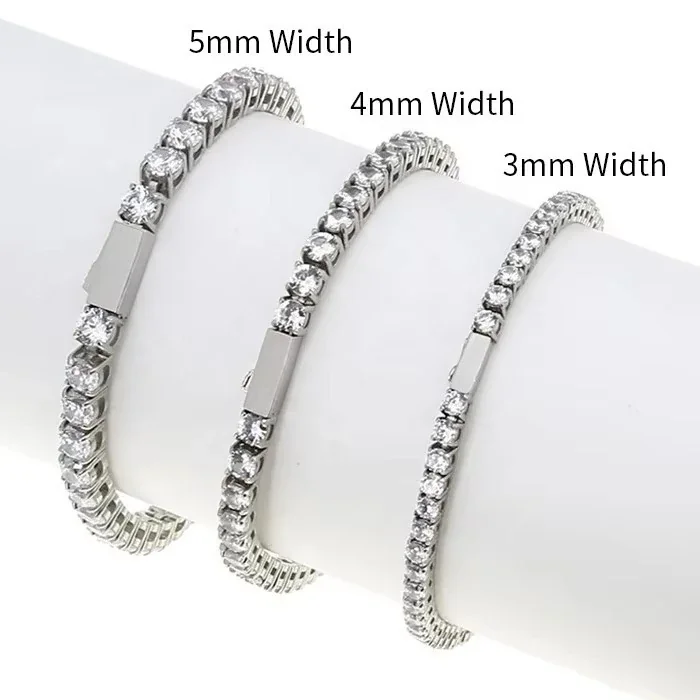 Polished 316 Stainless Round CZ Tennis Bracelet