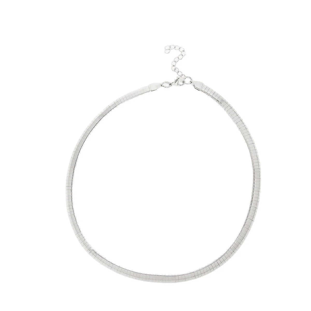 Sleek Gold PVD Ribbed Omega Chain Necklace