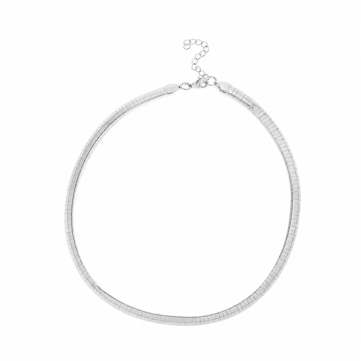 Sleek Gold PVD Ribbed Omega Chain Necklace - Gold