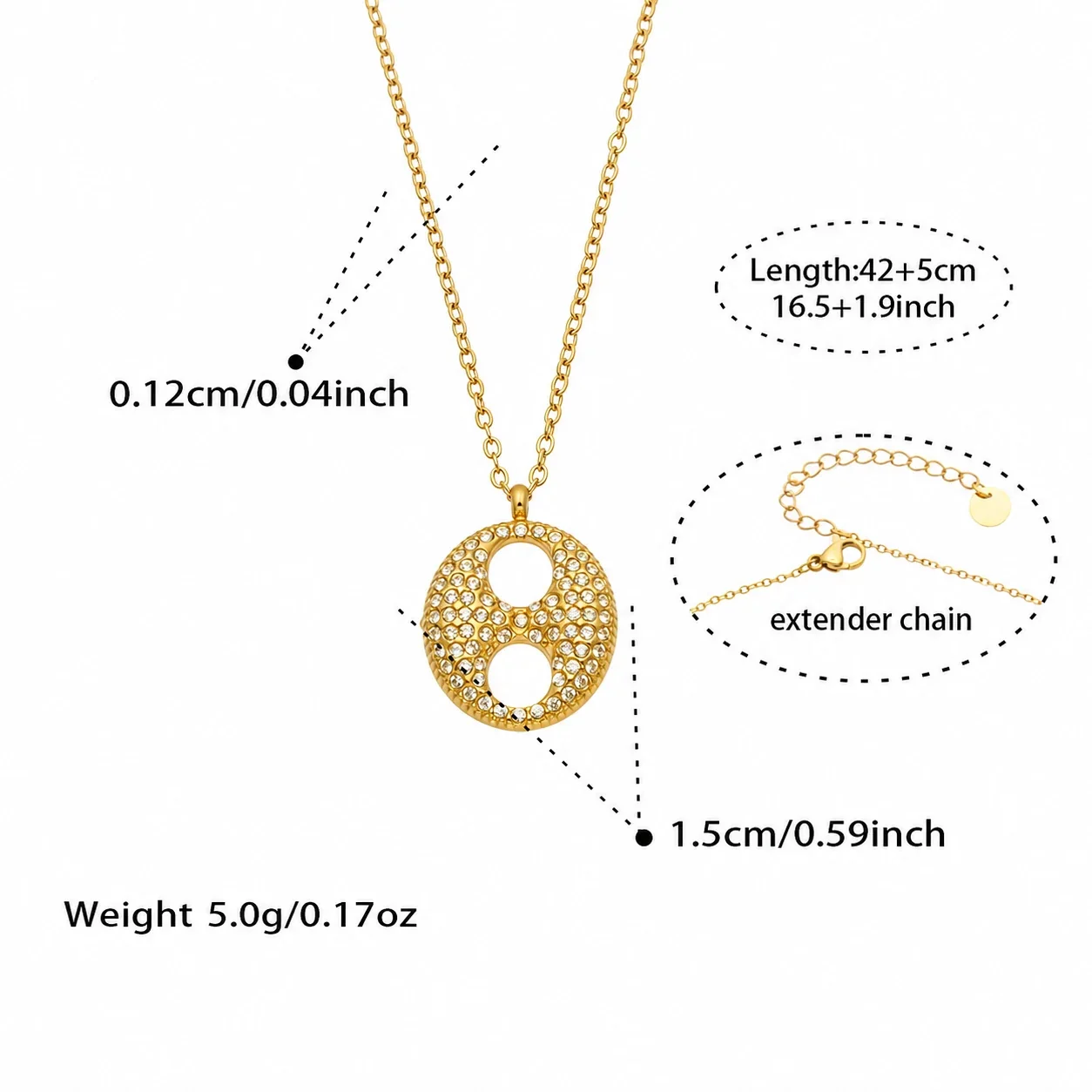 Pavé Circle & Bead 18K Gold-Plated 316L Y Necklace - Gold