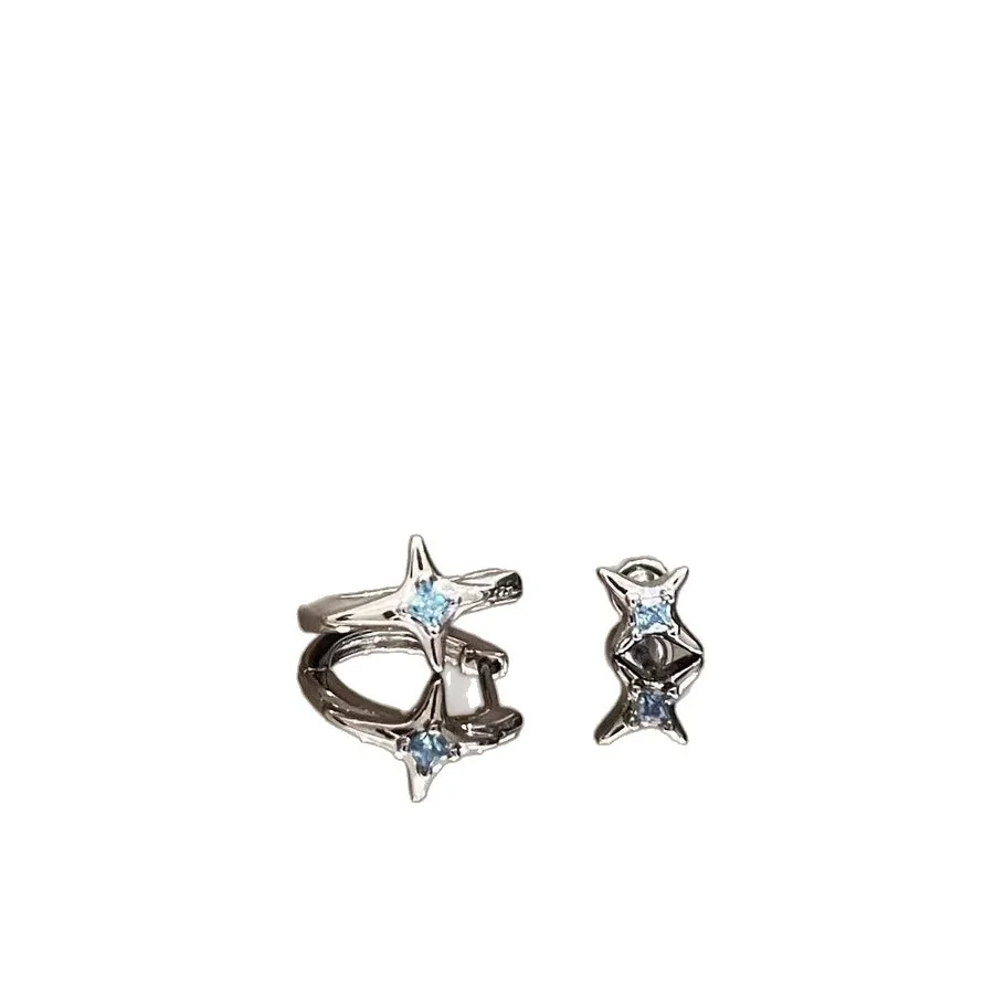 Celestial 316 Stainless Steel Star CZ Huggie Earrings