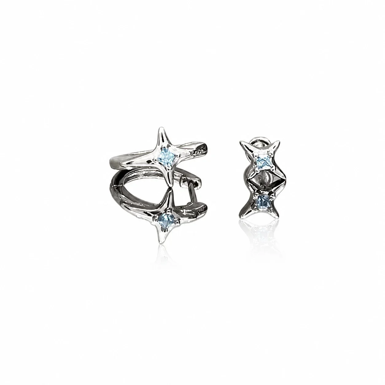 Celestial 316 Stainless Steel Star CZ Huggie Earrings