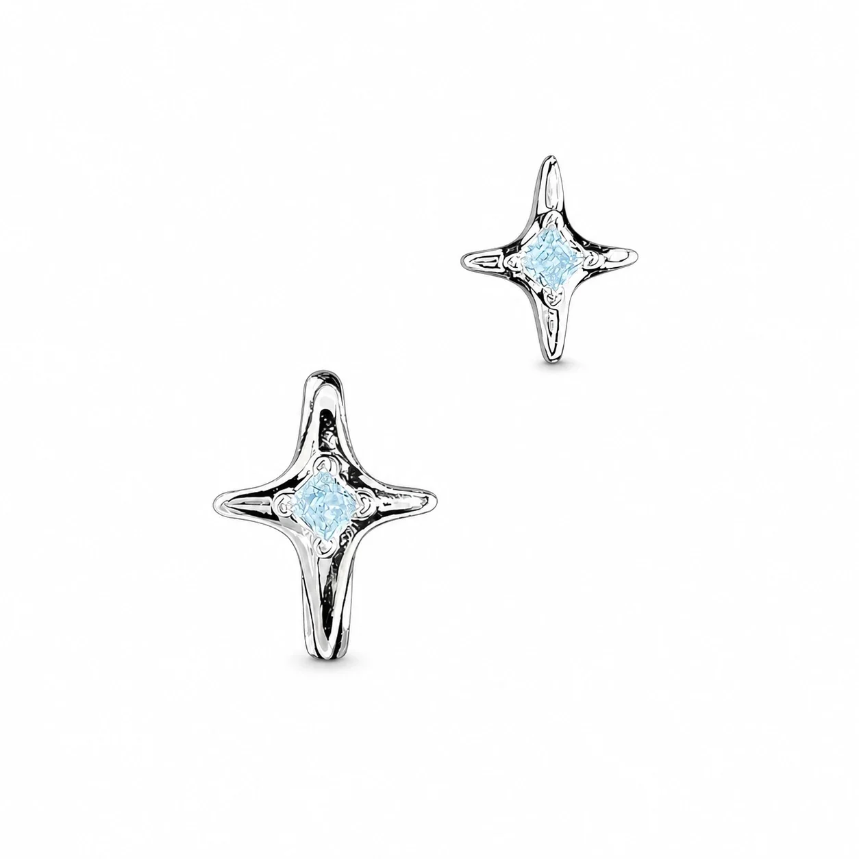 Celestial 316 Stainless Steel Star CZ Huggie Earrings - Galaxy Star Shard - Pink Single