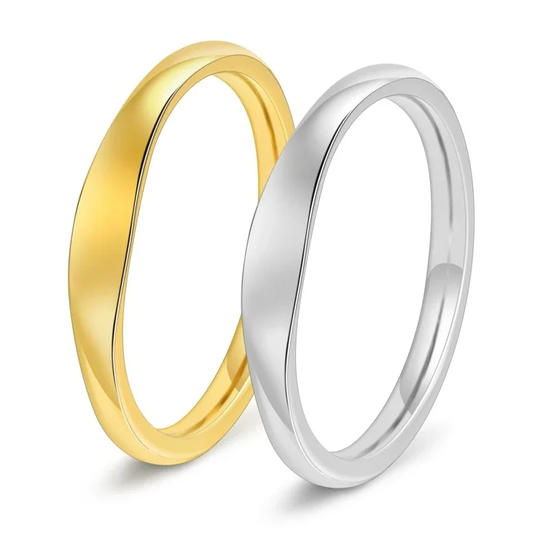 Polished Gold-Plated Slim Dome Stainless Steel Band Ring