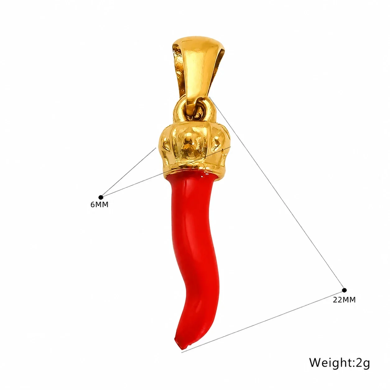 Whimsical Stainless Steel Gold-Tone Enamel Strawberry Cherry Pendant - Gold-Tone Chilli Pepper