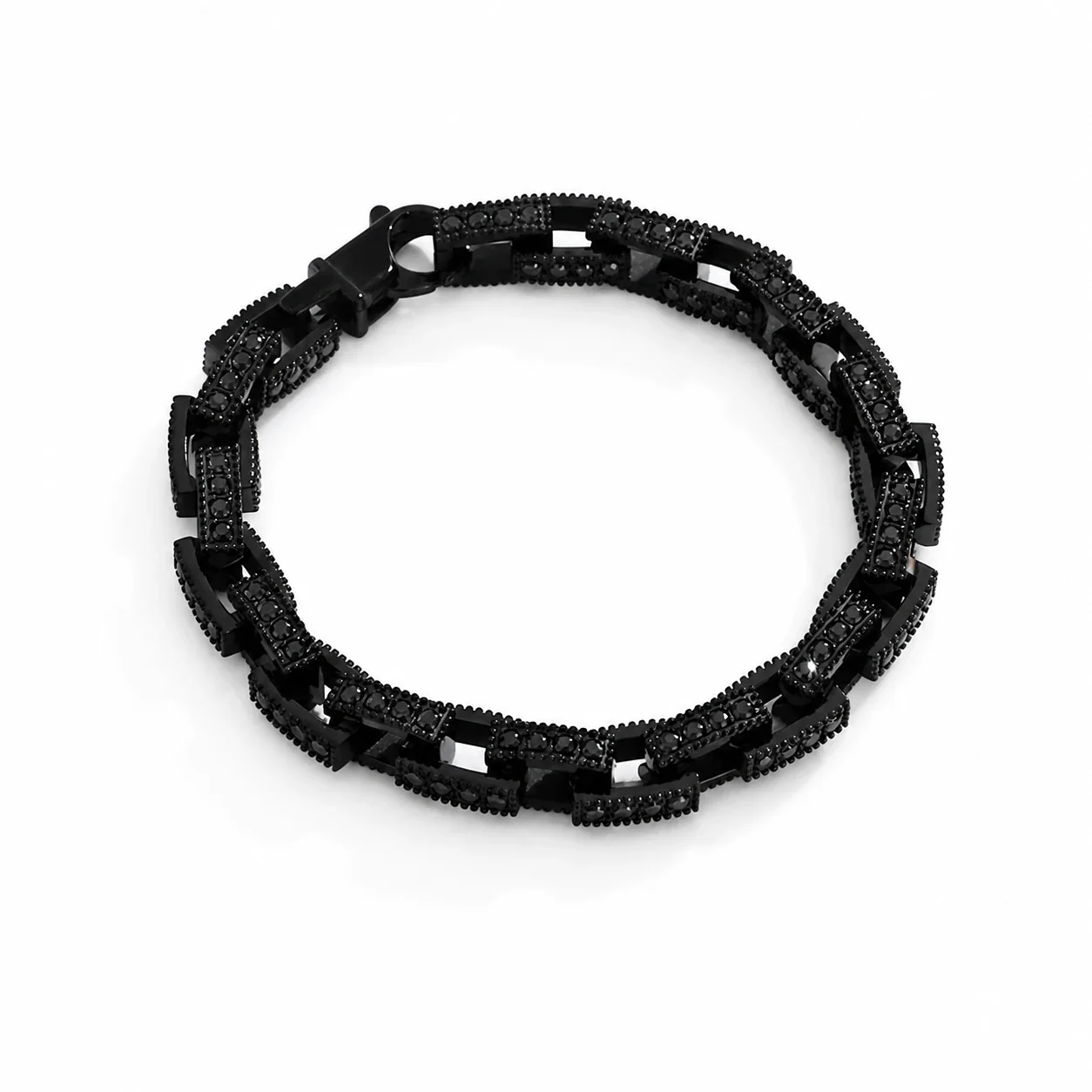 Bold 316 Stainless CZ Rectangle Link Chain Bracelet - Black CZ