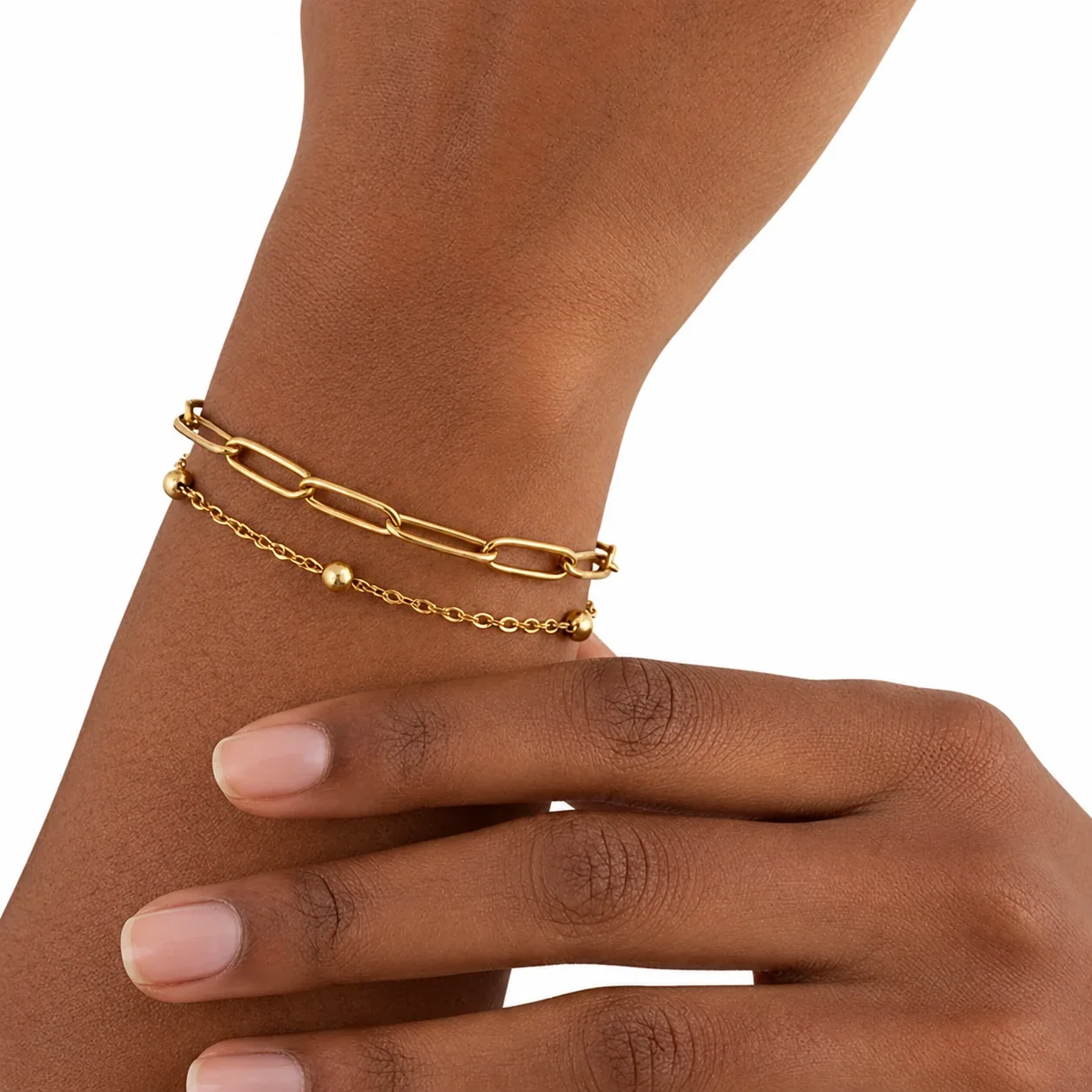 Bracelet Paperclip Links Bead Chain 316 Stainless Steel PVD