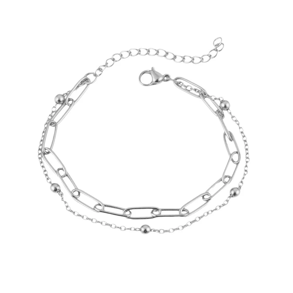 Bracelet Paperclip Links Bead Chain 316 Stainless Steel PVD