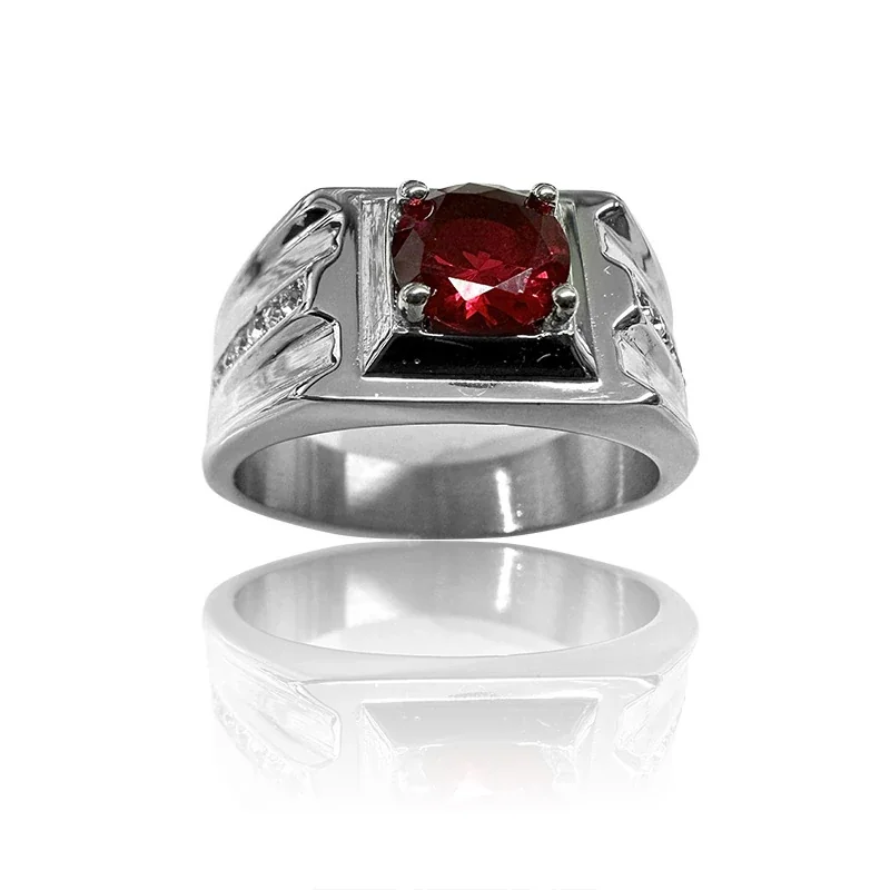 Bold 316 Stainless Steel Round-Cut Signet Ring