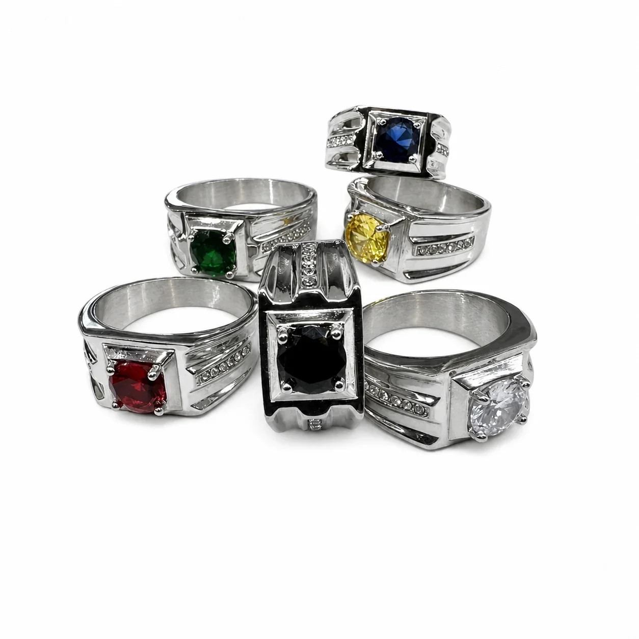 Bold 316 Stainless Steel Round-Cut Signet Ring