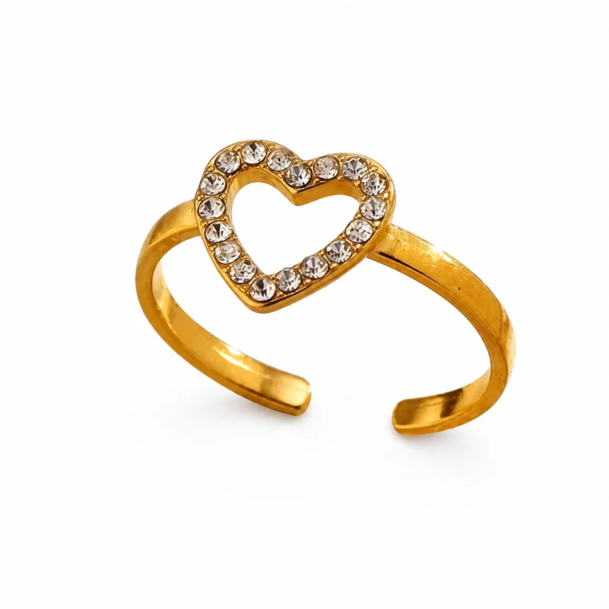 Romantic 316 Stainless Steel Pavé Heart Ring