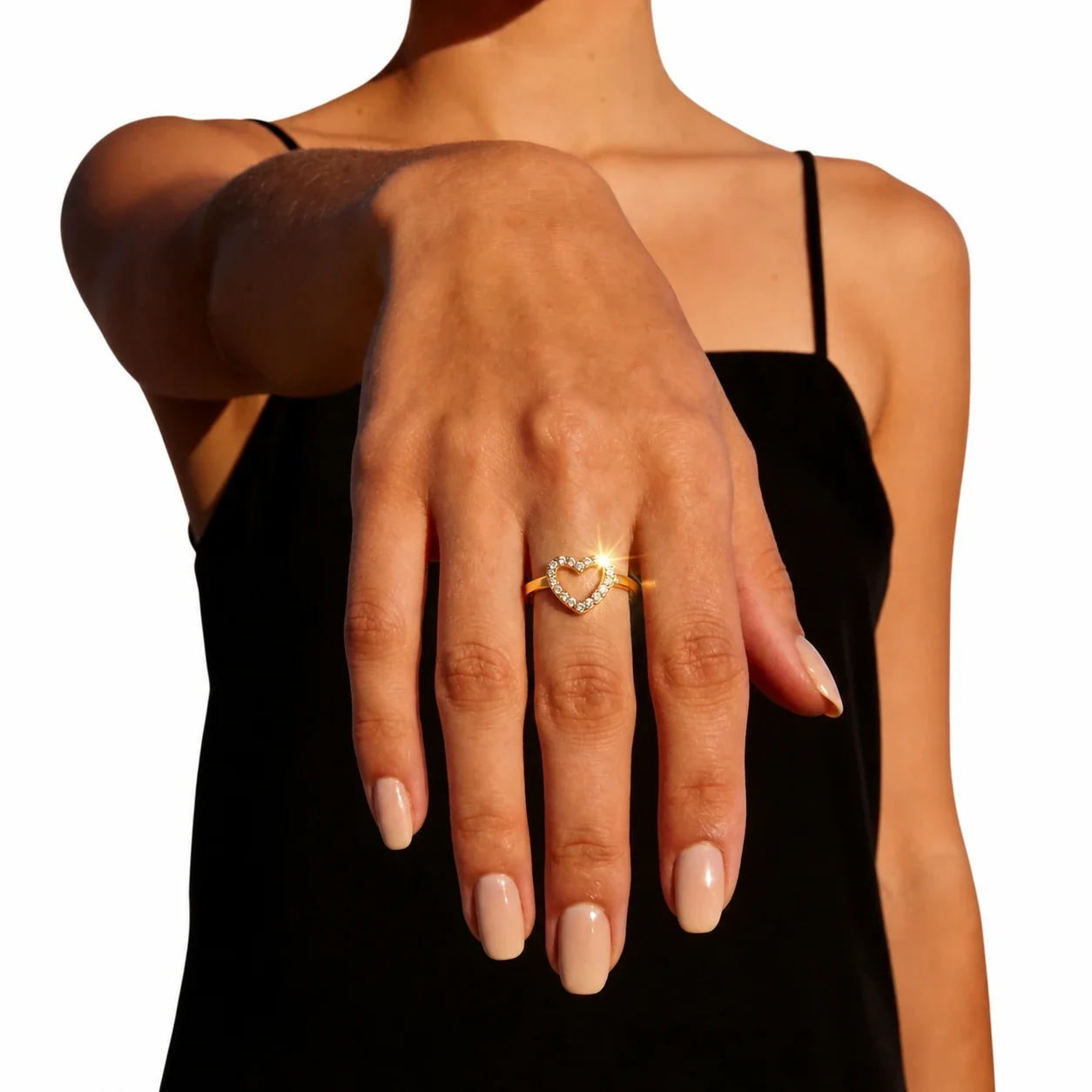 Romantic 316 Stainless Steel Pavé Heart Ring