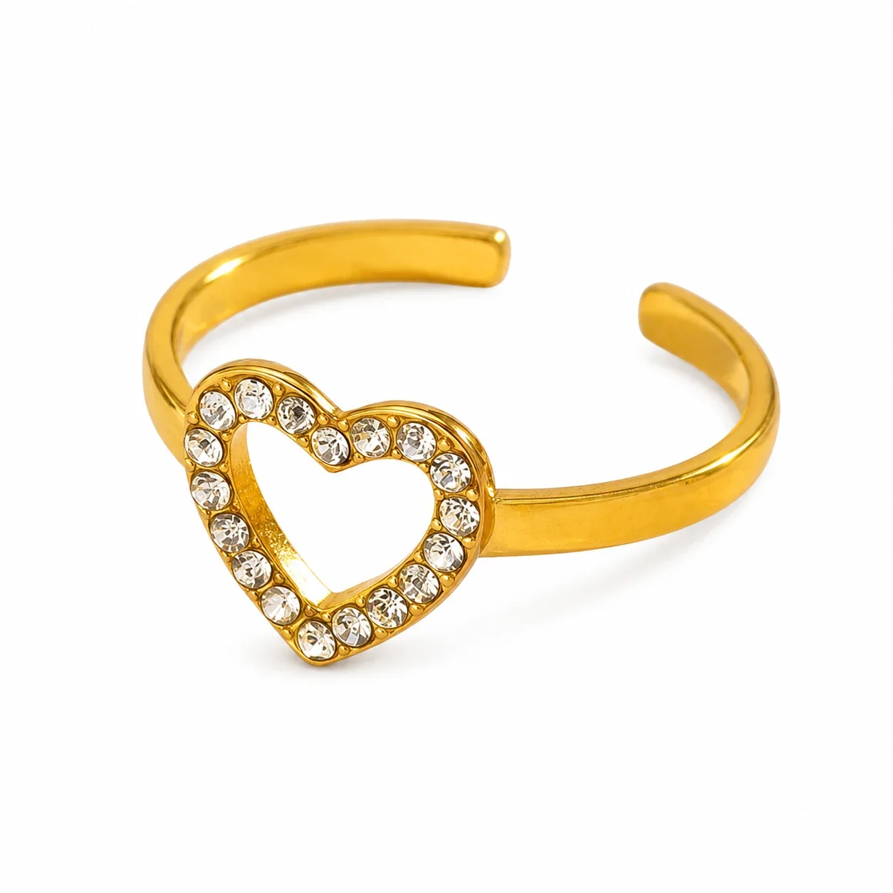 Romantic 316 Stainless Steel Pavé Heart Ring