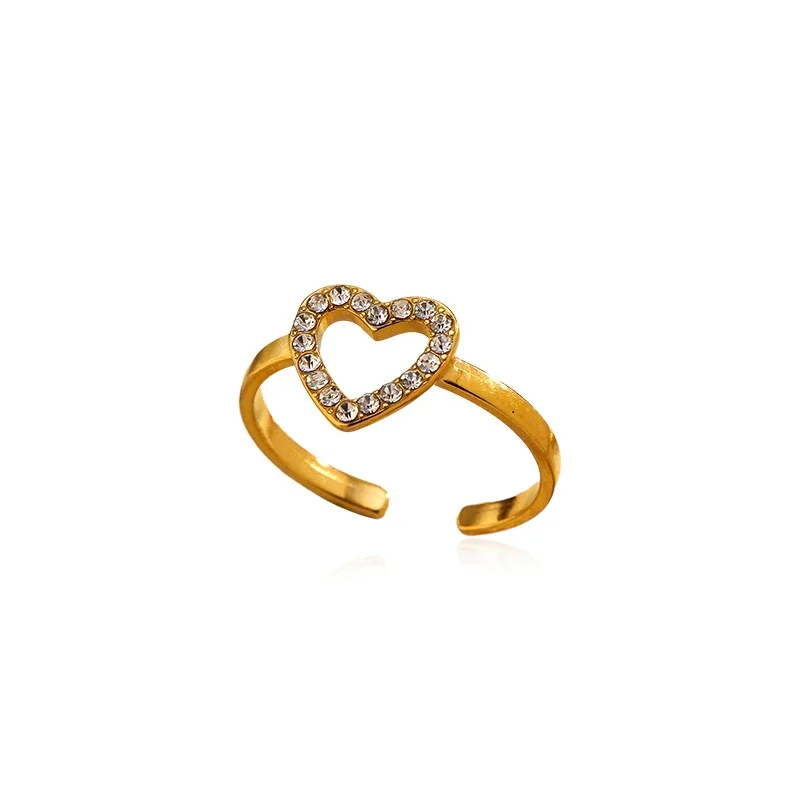 Romantic 316 Stainless Steel Pavé Heart Ring