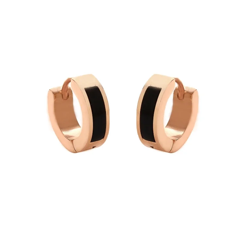 Hoop Earrings with Shell Inlay, Rose Gold-Plated Stainless Steel