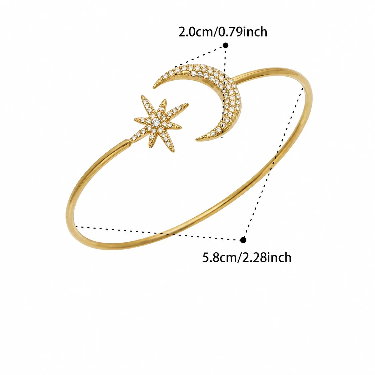 Celestial 18K Gold-Plated CZ Crescent Star Jewelry Set - Gold Star Moon Open