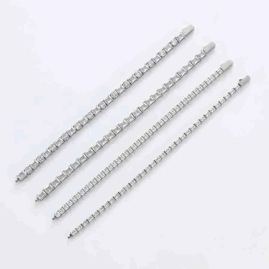 Tennis Bracelet, Prong-Set Rectangular CZ, 316 Stainless Steel
