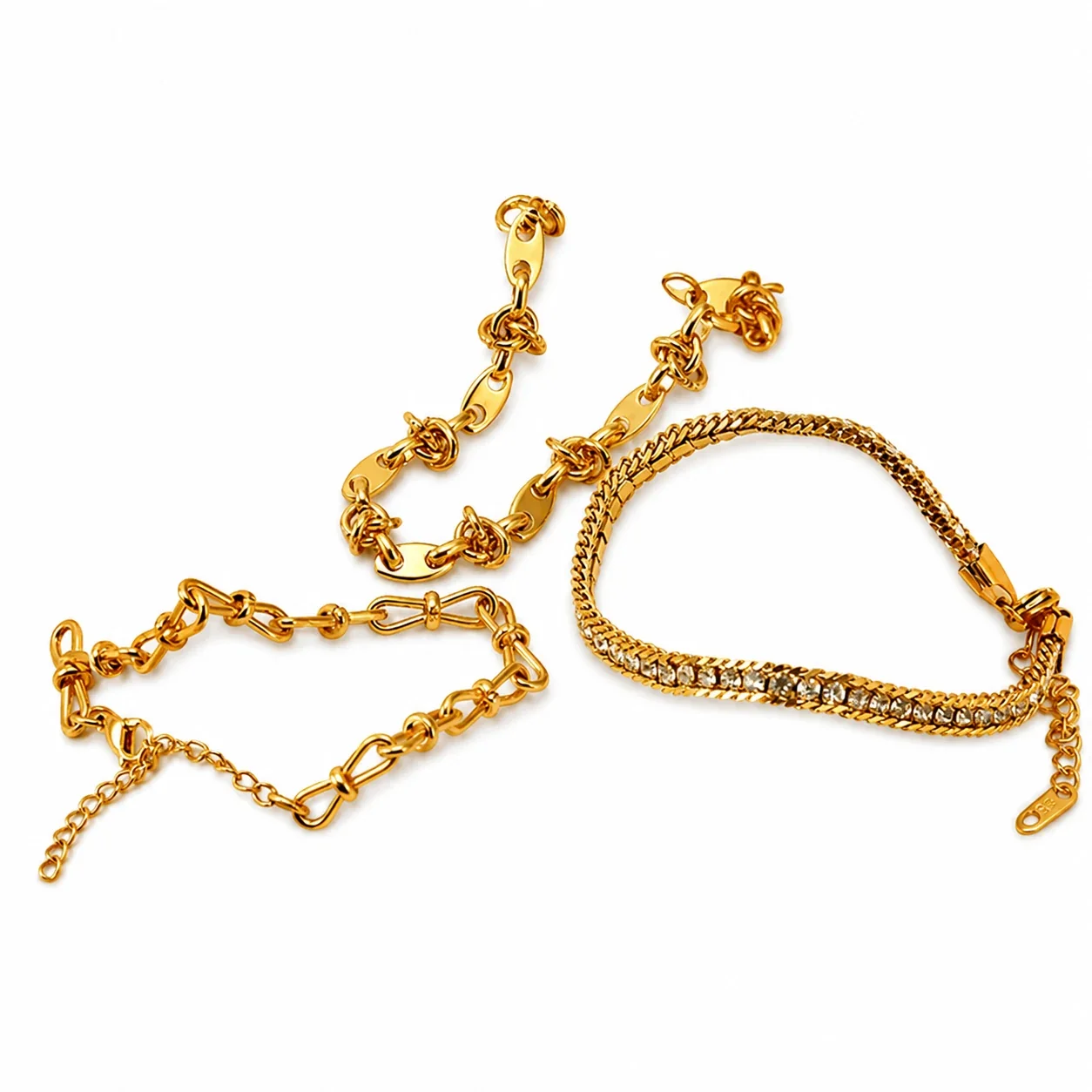 Bold Gold-Plated Knot Link Chain Bracelet