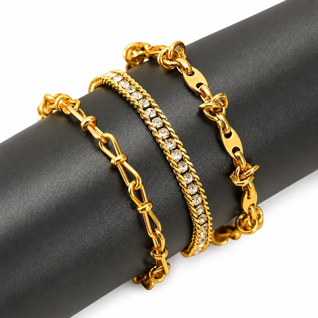 Bold Gold-Plated Knot Link Chain Bracelet