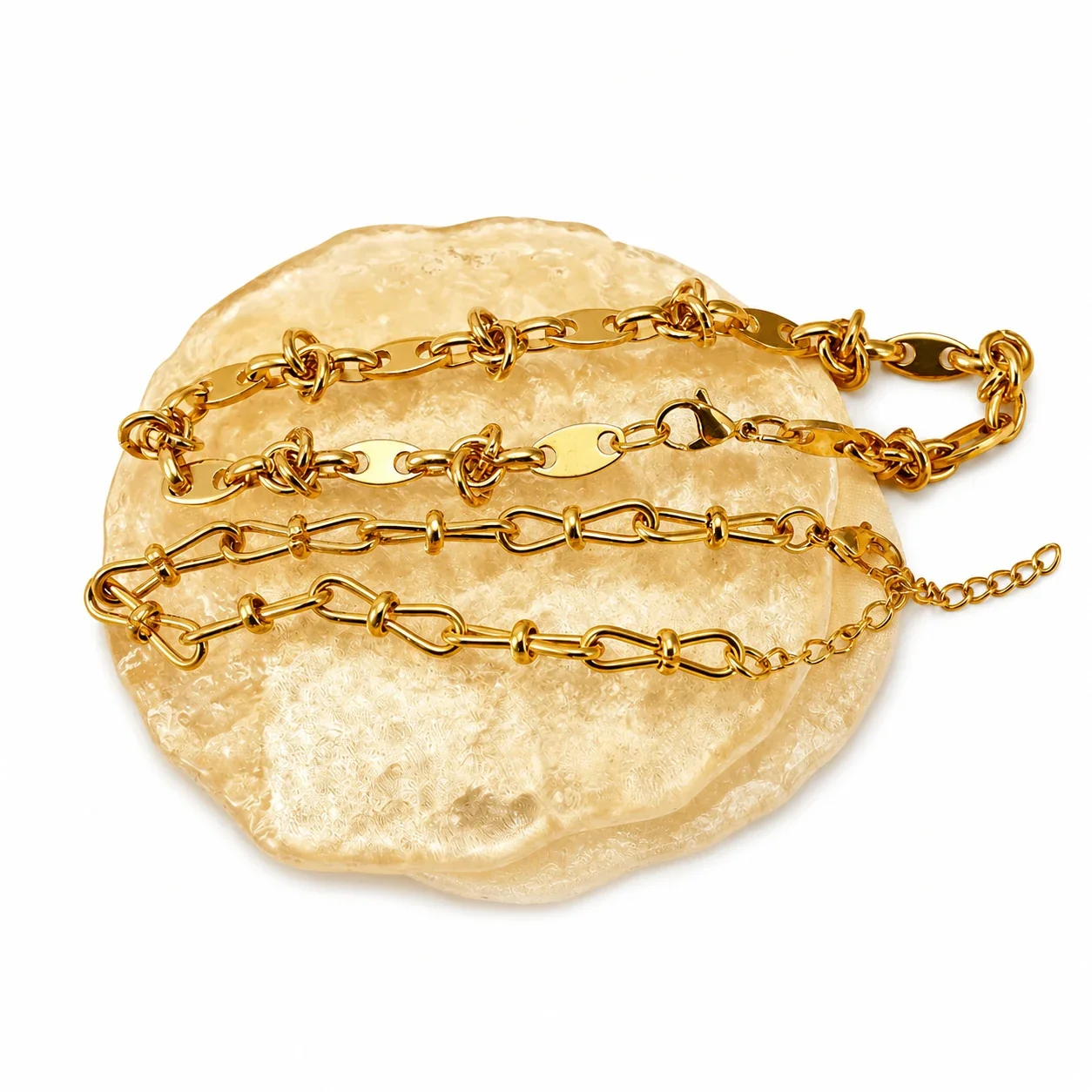 Bold Gold-Plated Knot Link Chain Bracelet