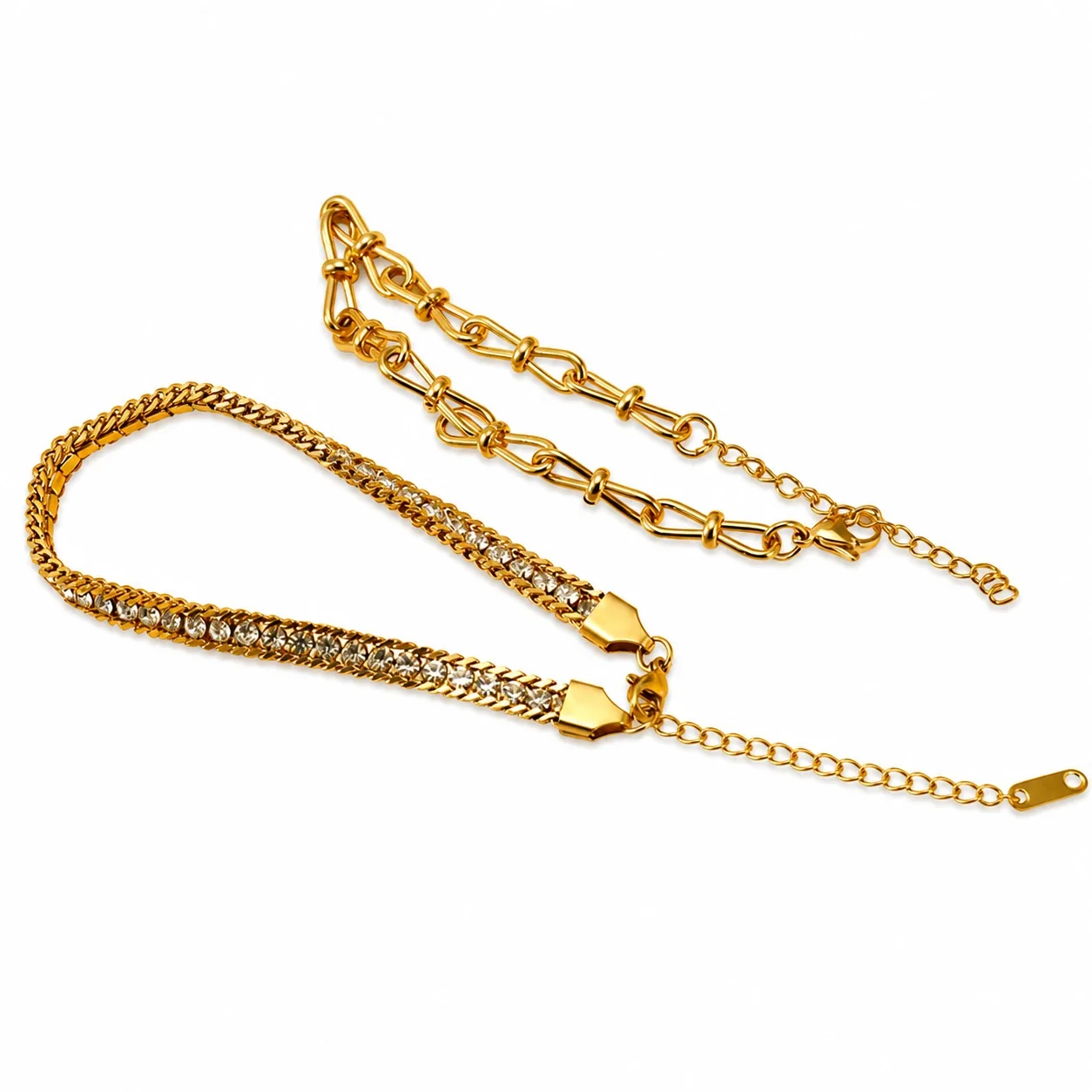 Bold Gold-Plated Knot Link Chain Bracelet