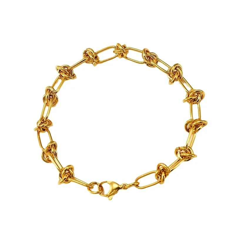 Bold Gold-Plated Knot Link Chain Bracelet