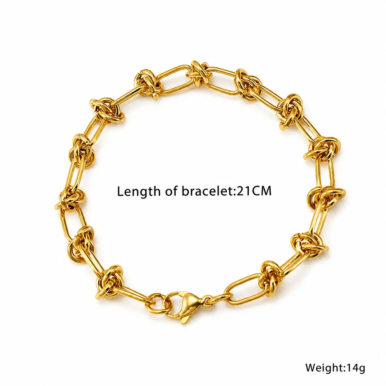 Bold Gold-Plated Knot Link Chain Bracelet - Style S-H371