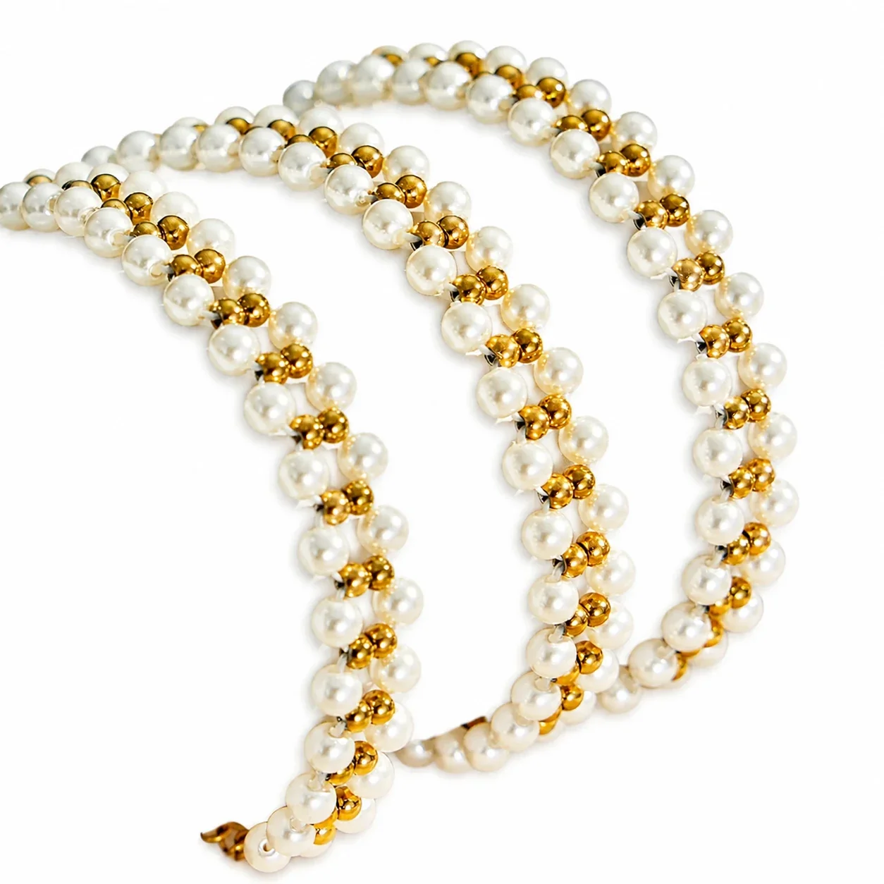 Lustrous Shell Pearl Ball Bead 18K Gold-Plated 316L Jewelry Set