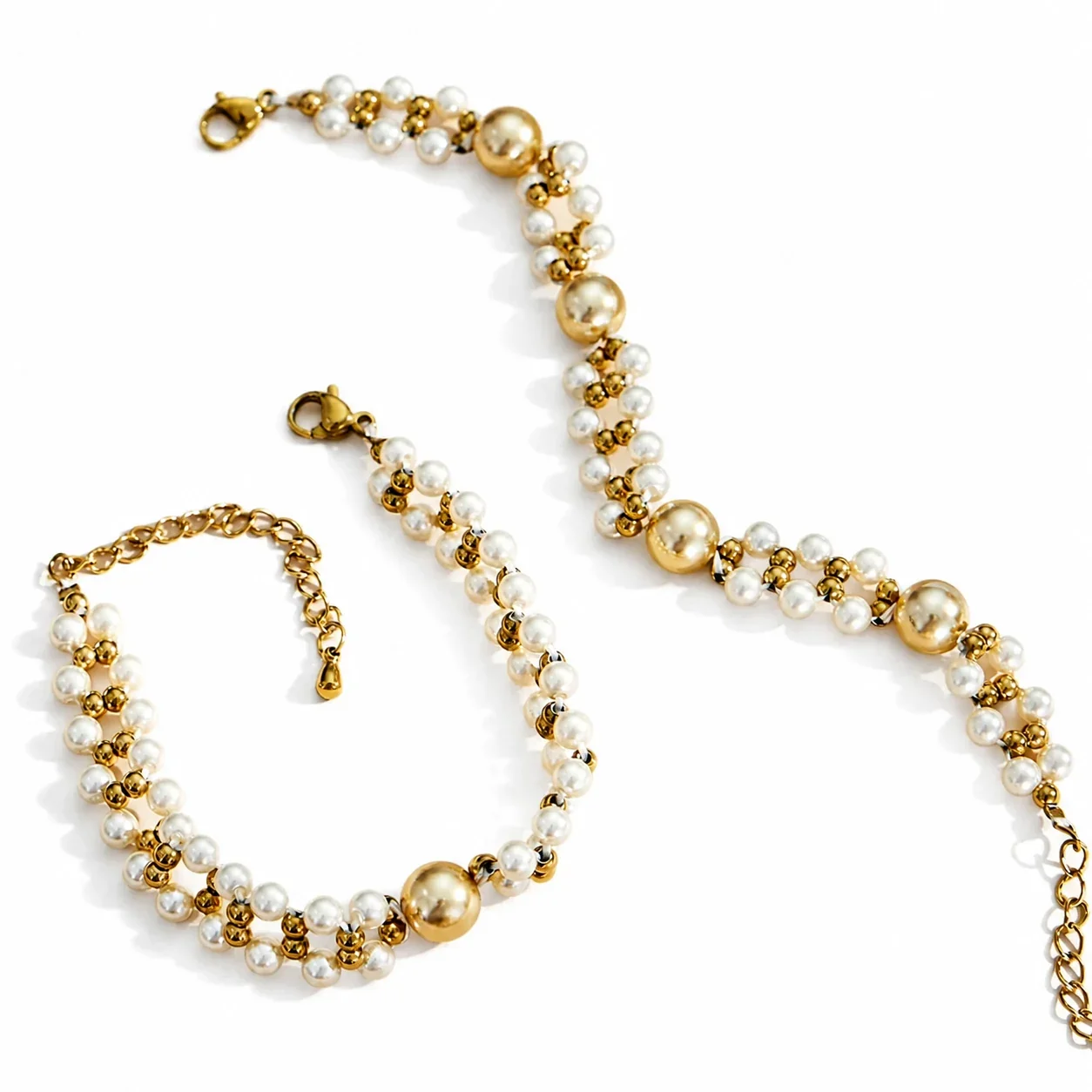 Layered Shell Pearl Bead 18K Gold-Plated 316L Jewelry Set