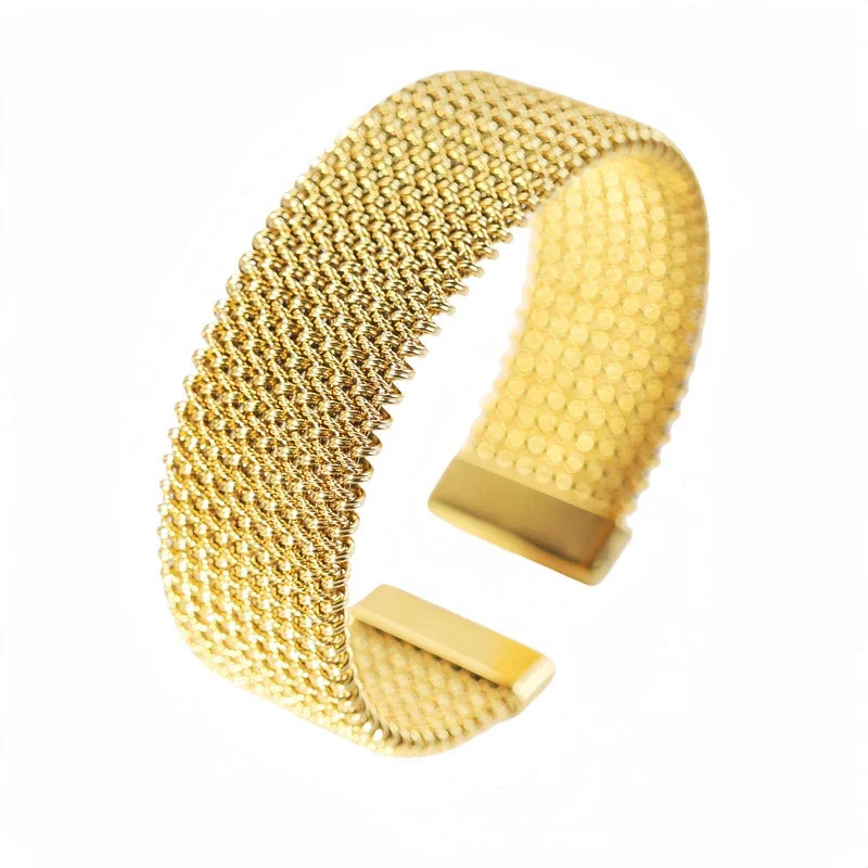 Open Cuff Bracelet With Braided Mesh Stainless Steel