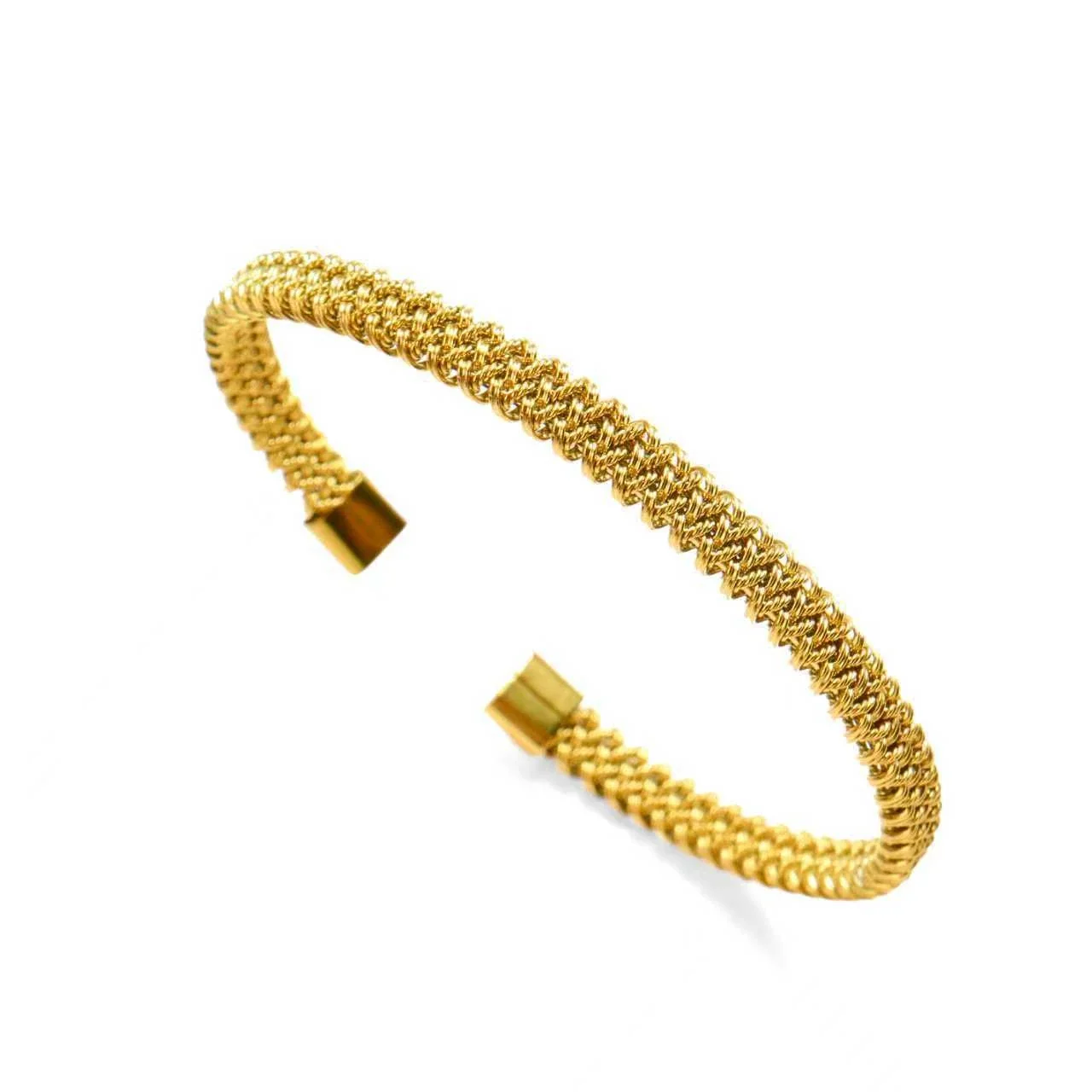 Open Cuff Bracelet With Braided Mesh Stainless Steel