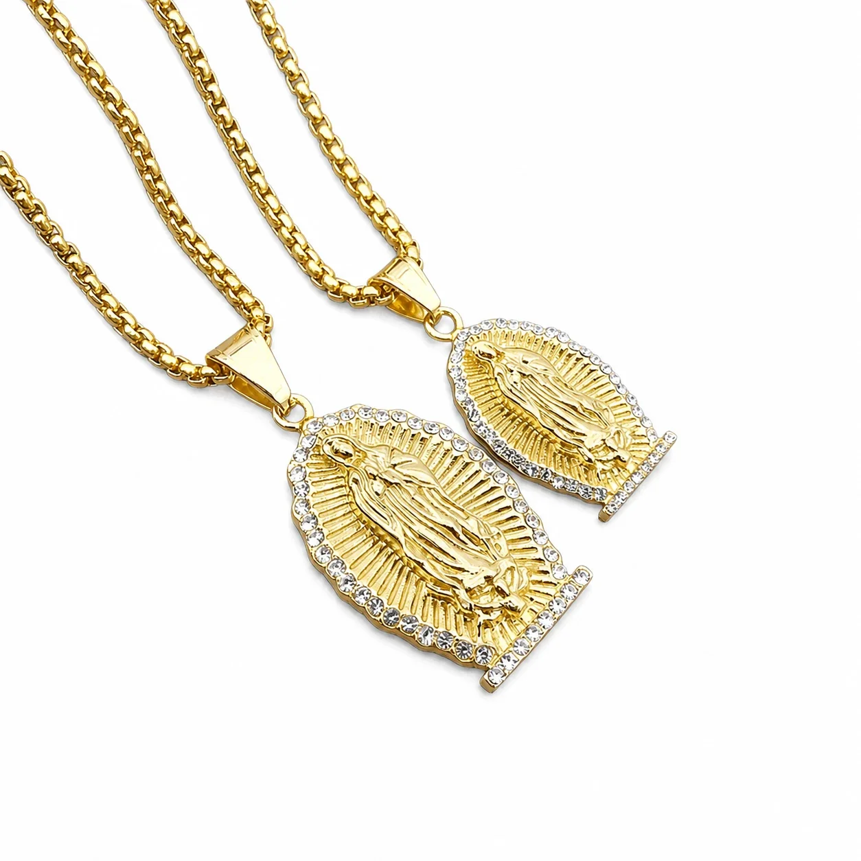 Virgin Mary Gold PVD 316 Stainless Steel Ray Halo Pendant