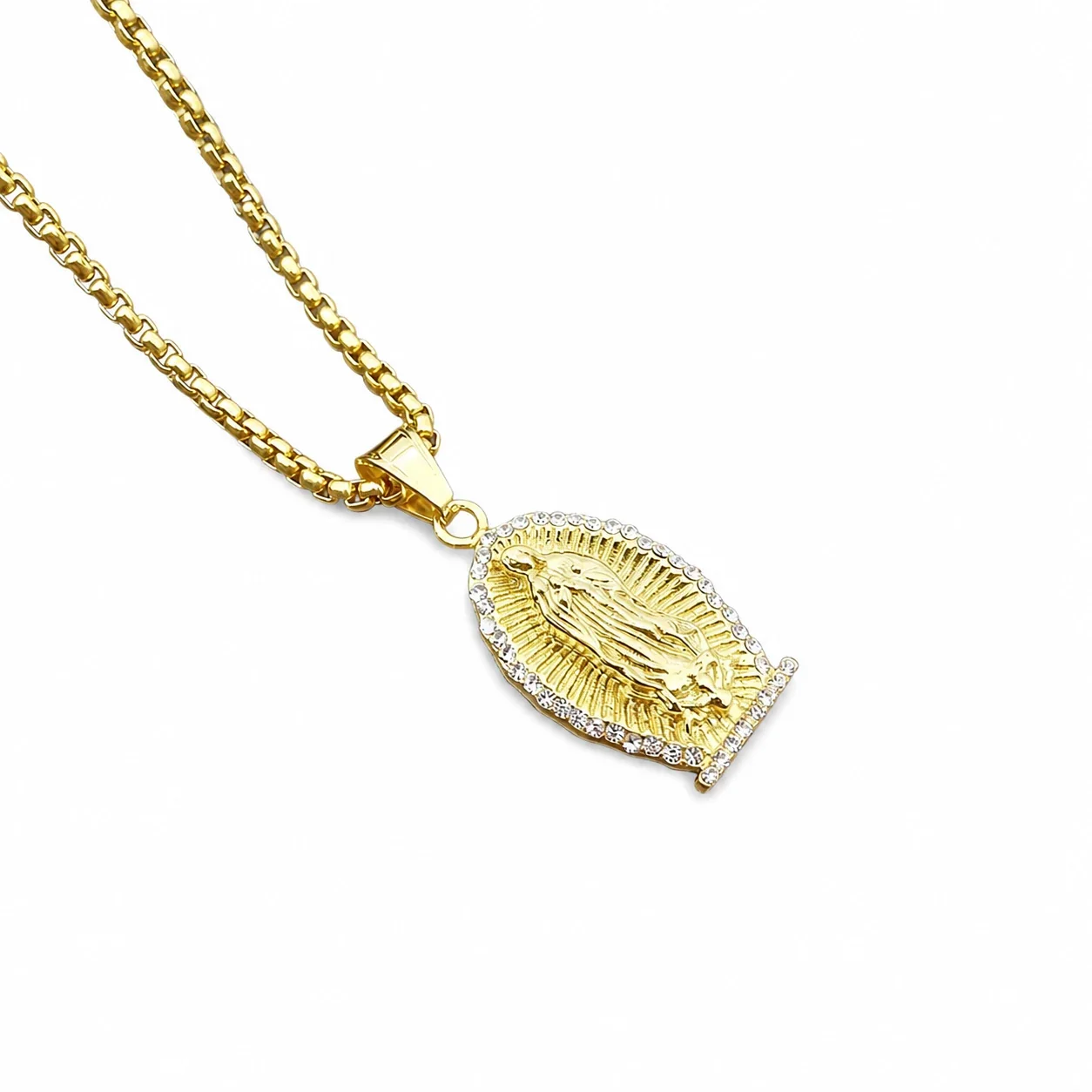 Virgin Mary Gold-Plated 316 Stainless Steel Ray Halo Pendant