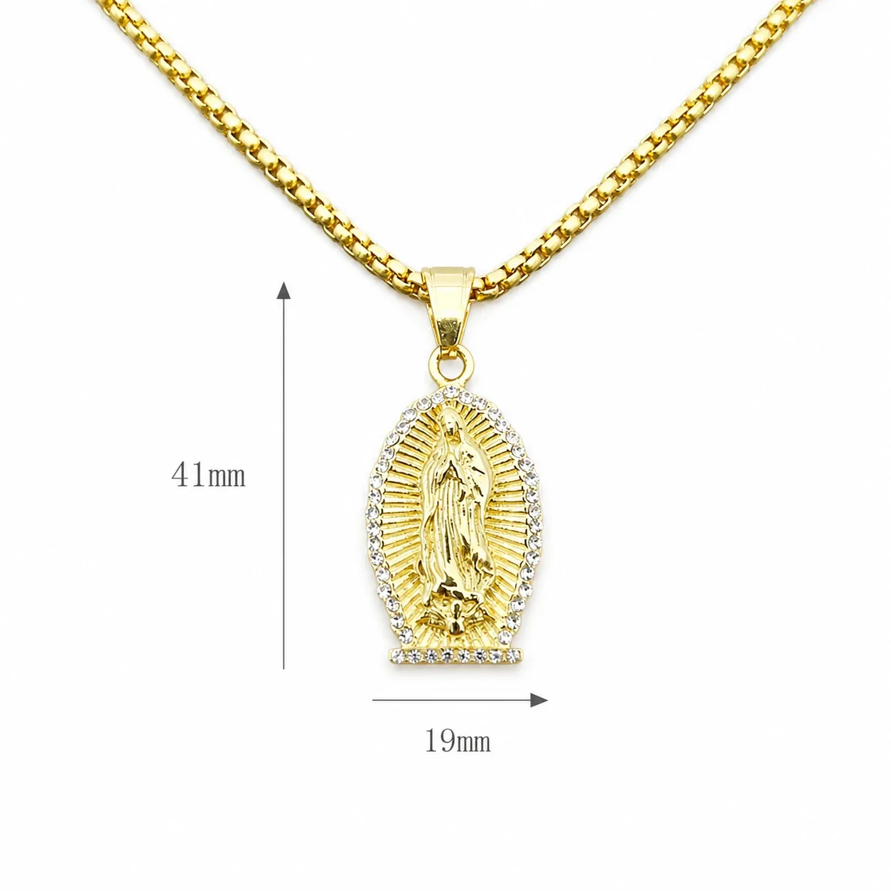 Virgin Mary Gold-Plated 316 Stainless Steel Ray Halo Pendant