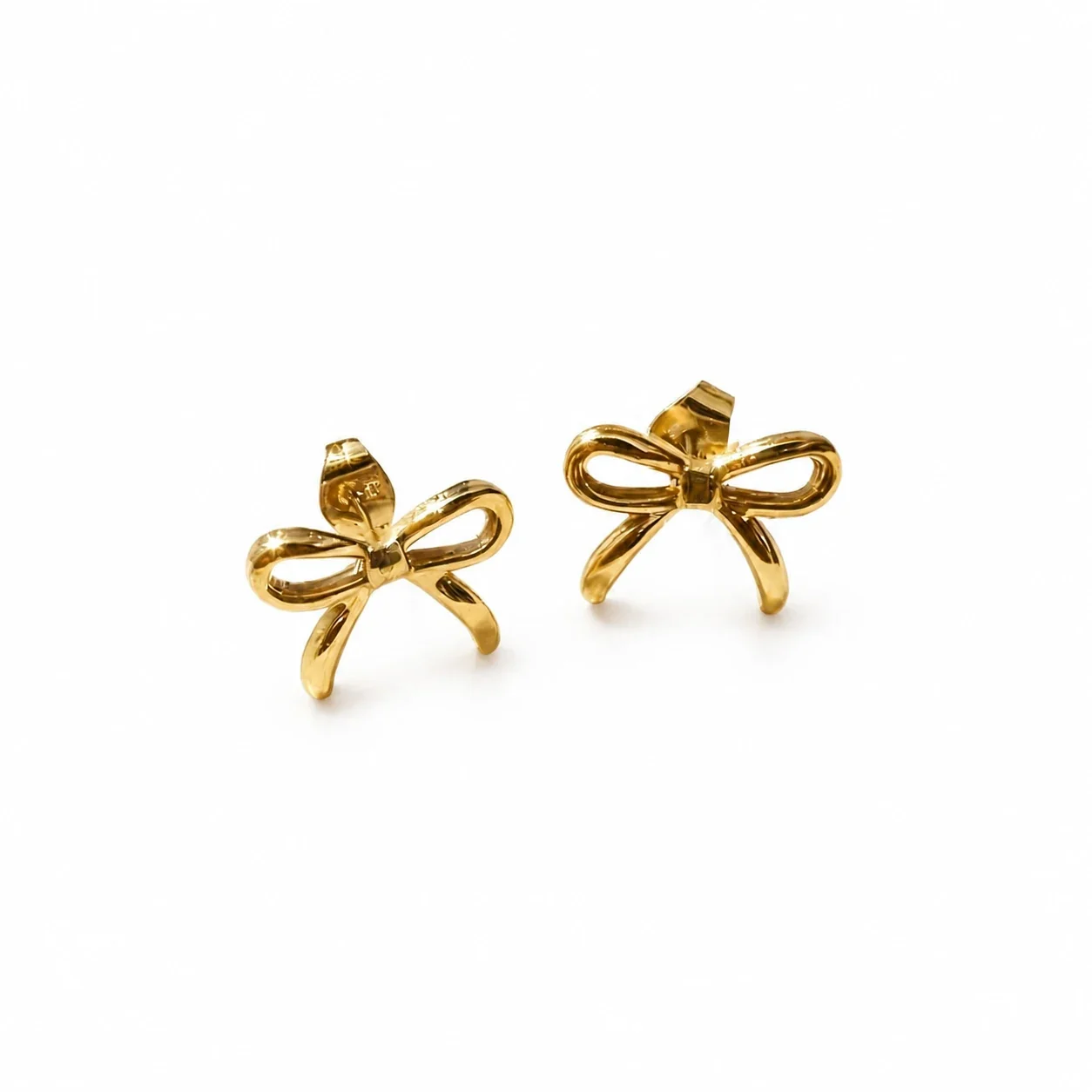Bow Stud Earrings with Open Loops 316 Stainless Steel PVD