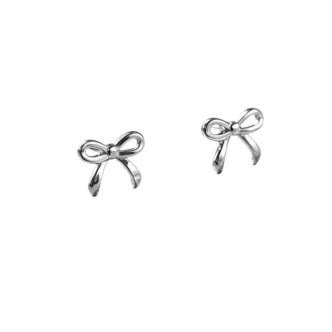 Bow Stud Earrings with Open Loops 316 Stainless Steel PVD