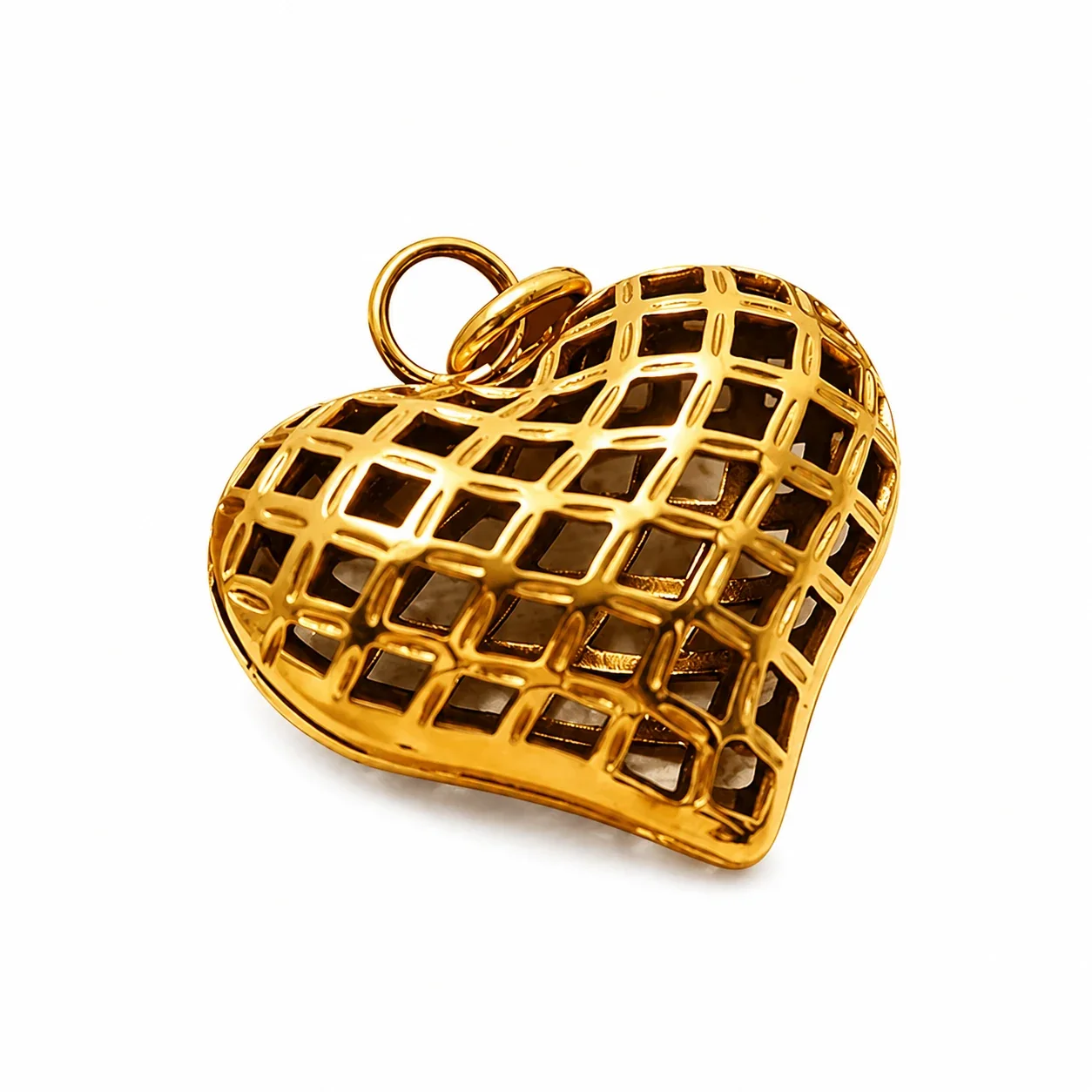 Lattice Heart 18K Gold-Plated 316 Stainless Steel Pendant Necklace